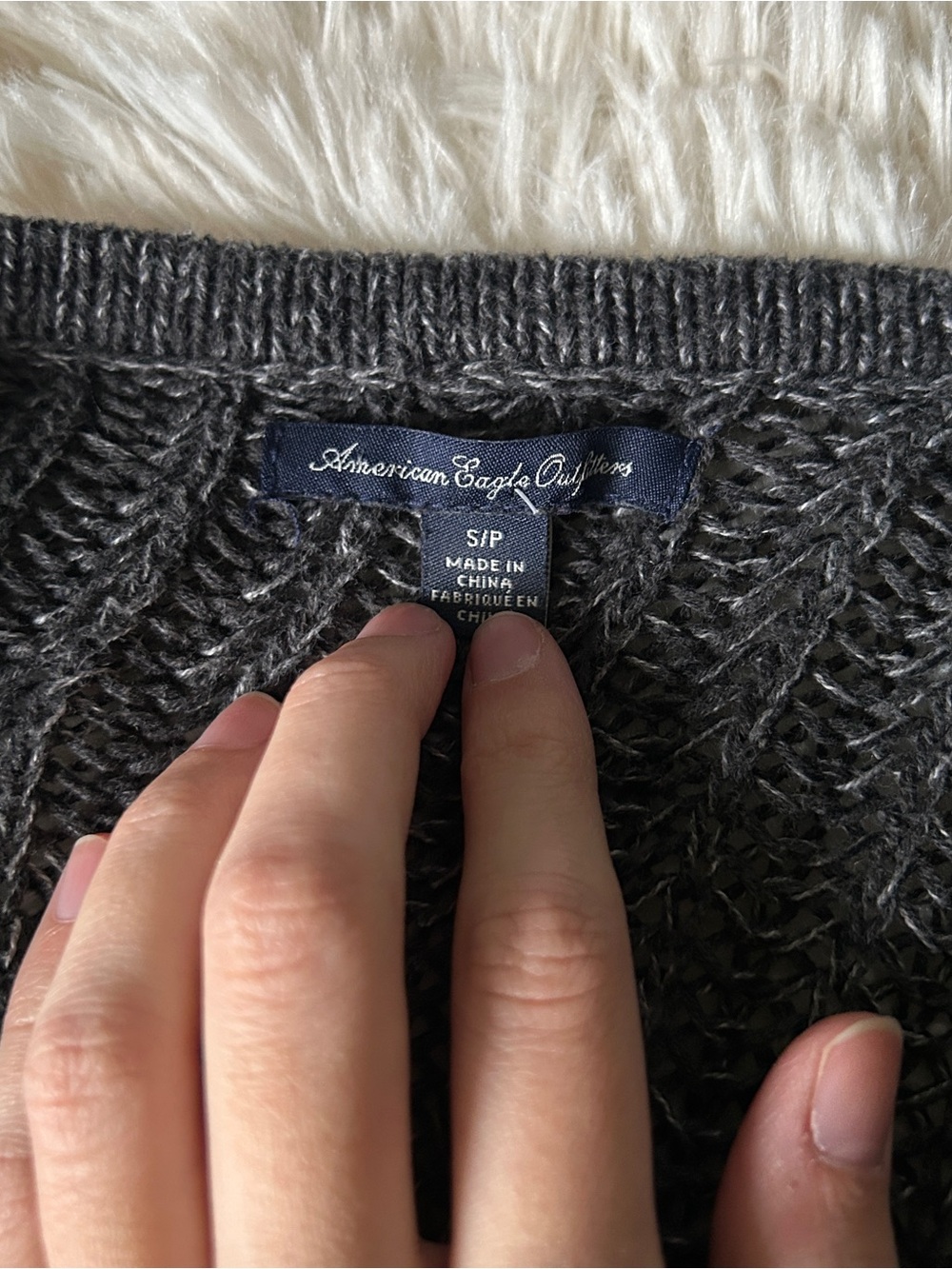 Y2K Grunge “American Eagle” Basic Dark Gray  Knit Button-up Cardigan - Picture 6 of 7